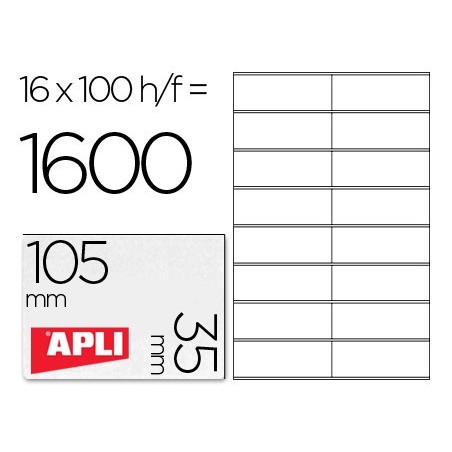 Etiqueta adhesiva apli 1287 tamano 105x35 mm fotocopiadora laser ink jet caja con 100 hojas din a4