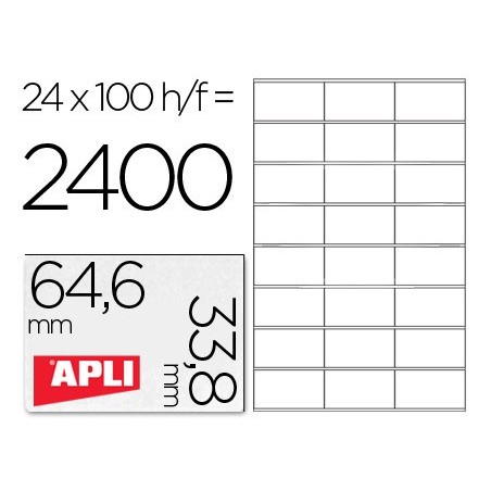 Etiqueta adhesiva apli 1263 tamano 646x338 mm fotocopiadora laser ink jet caja con 100 hojas din a4