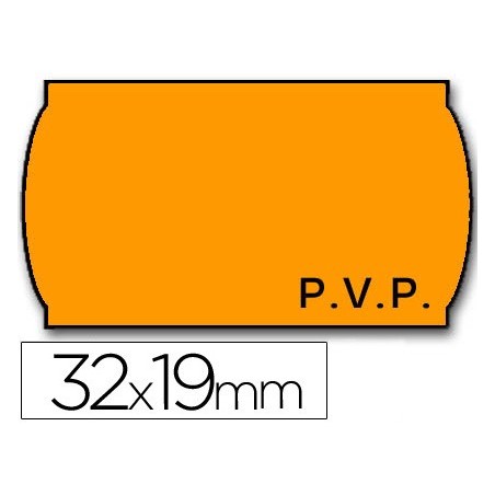 Etiquetas meto onduladas 32 x 19 mm pvp fn adh 2 fluor naranja rollo 1000 etiquetas