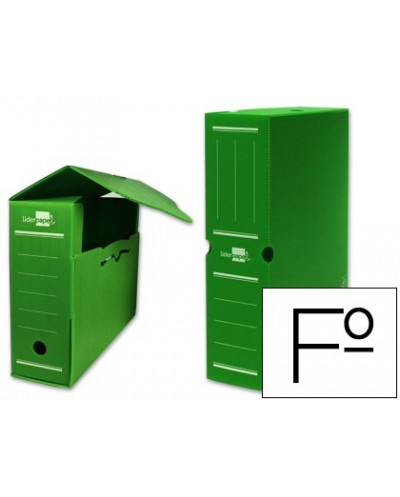 Caja archivo definitivo plastico liderpapel verde 360x260x100 mm