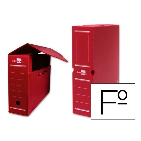 Caja archivo definitivo plastico liderpapel rojo 360x260x100 mm