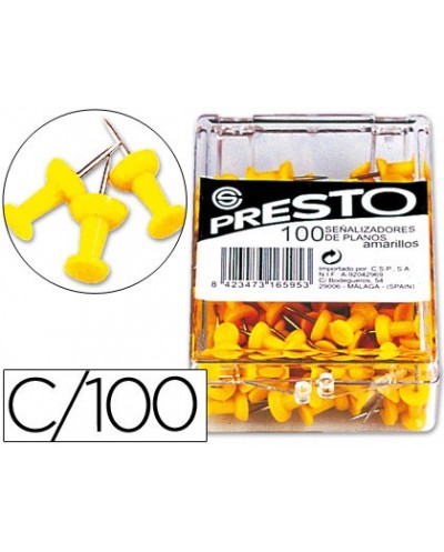 Senalizador de planos presto amarillo caja de 100 unidades