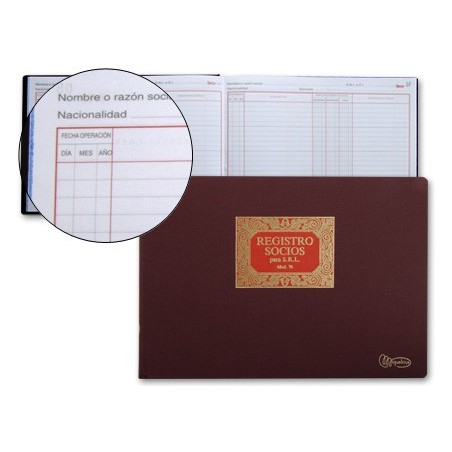 Libro miquelrius n76 folio apaisado 100 hojas registro de socios para srl