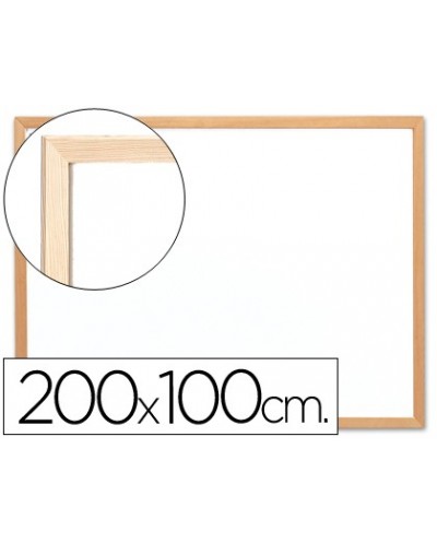 Pizarra blanca q connect laminada marco de madera 200x100 cm