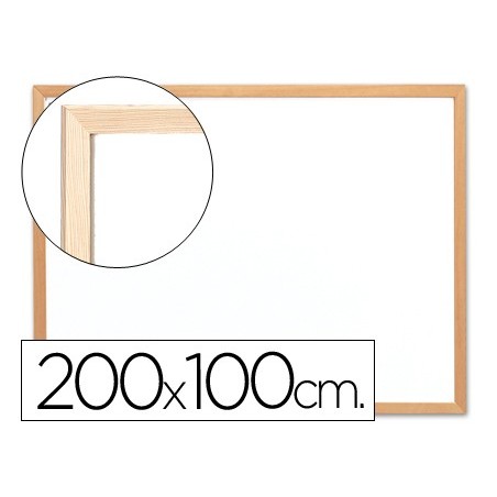 Pizarra blanca q connect laminada marco de madera 200x100 cm