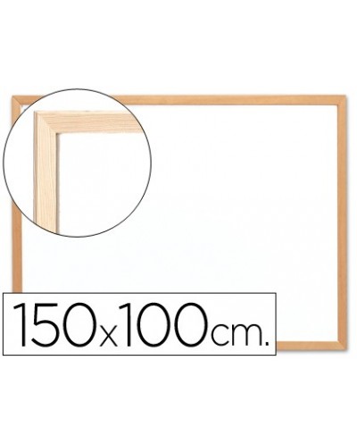 Pizarra blanca q connect laminada marco de madera 150x100 cm