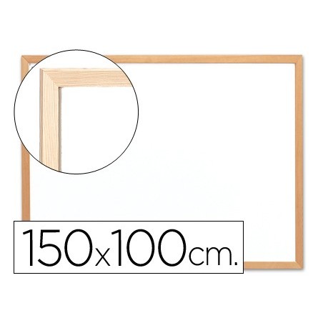 Pizarra blanca q connect laminada marco de madera 150x100 cm