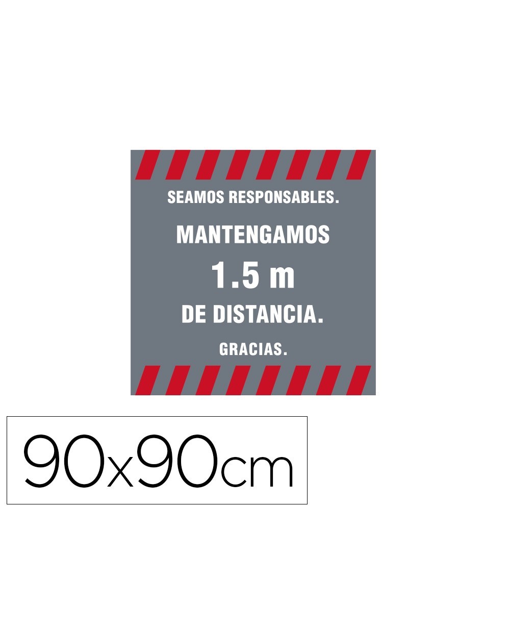 Alfombra para suelo de paso novus seamos responsables mantegamos 15 m de distancia fondo gris 90x90 cm