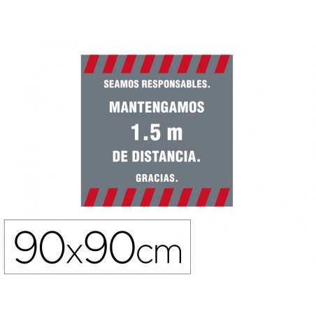 Alfombra para suelo de paso novus seamos responsables mantegamos 15 m de distancia fondo gris 90x90 cm