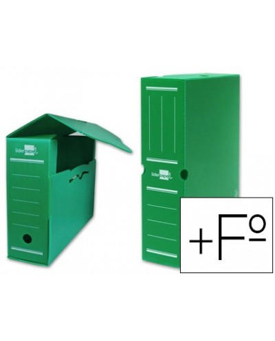 Caja archivo definitivo plastico liderpapel verde 387x275x105 mm