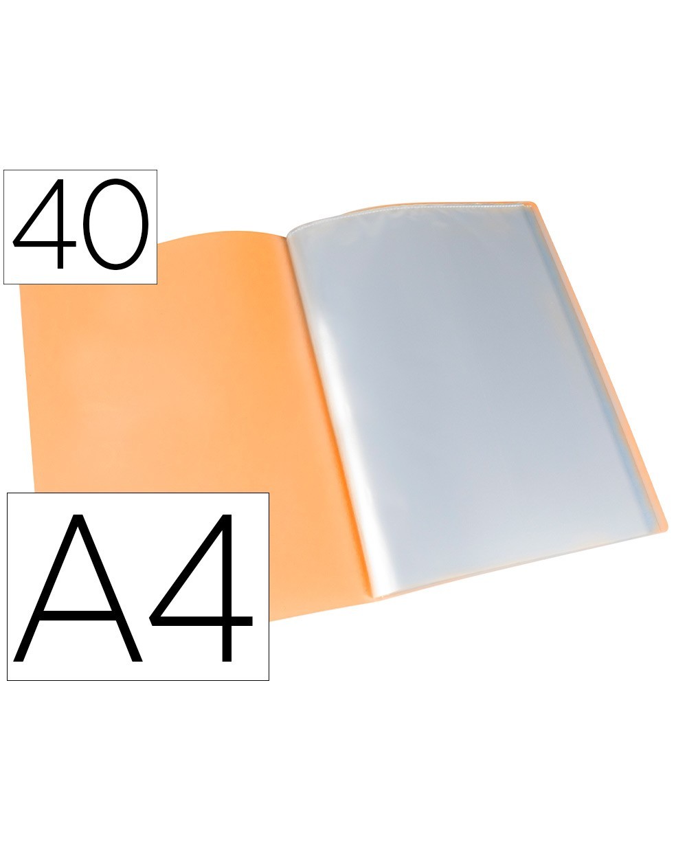 Carpeta liderpapel escaparate 40 fundas polipropileno din a4 naranja fluor opaco