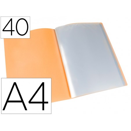 Carpeta liderpapel escaparate 40 fundas polipropileno din a4 naranja fluor opaco