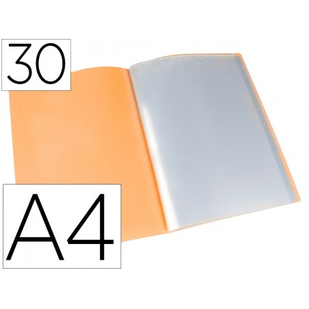 Carpeta liderpapel escaparate 30 fundas polipropileno din a4 naranja fluor opaco