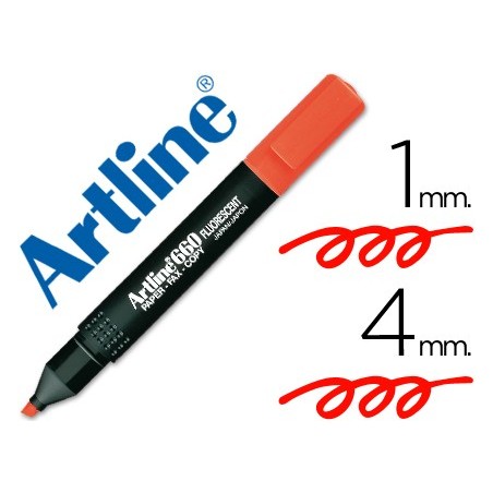 Rotulador artline fluorescente ek 660 rojo punta biselada
