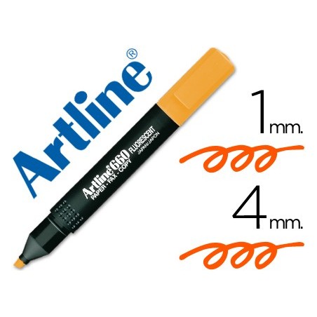 Rotulador artline fluorescente ek 660 naranja punta biselada