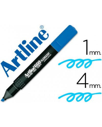 Rotulador artline fluorescente ek 660 azul punta biselada