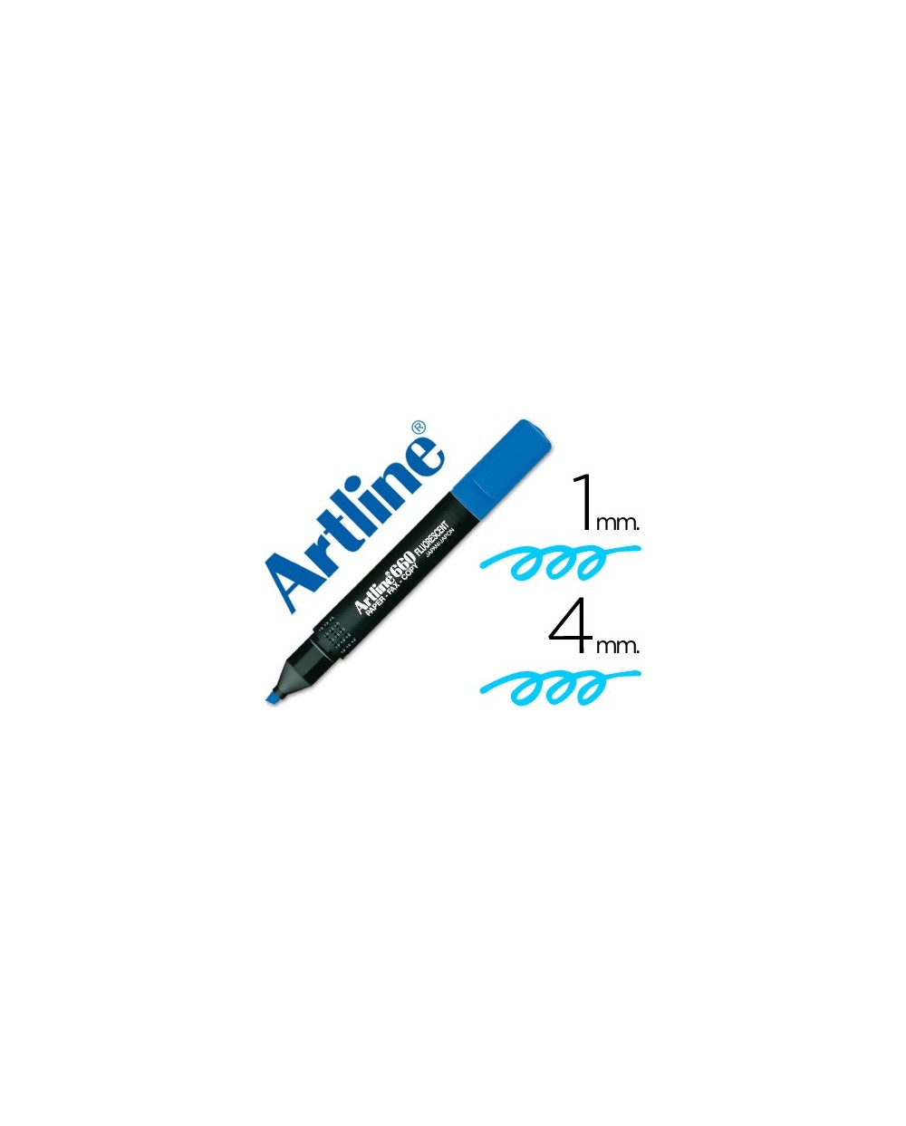 Rotulador artline fluorescente ek 660 azul punta biselada
