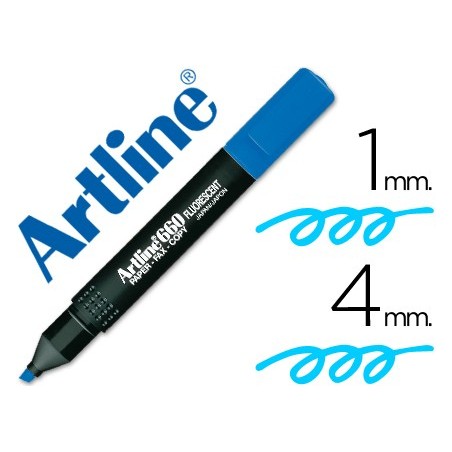 Rotulador artline fluorescente ek 660 azul punta biselada