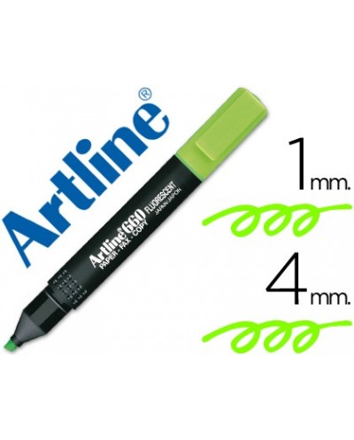 Rotulador artline fluorescente ek 660 verde punta biselada