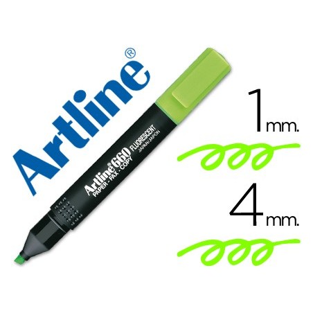 Rotulador artline fluorescente ek 660 verde punta biselada