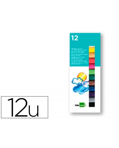 Tempera solida en barra liderpapel escolar 10 gr caja de 12 colores surtidos