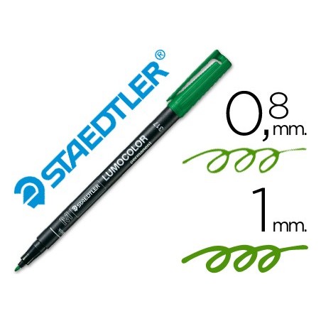 Rotulador staedtler lumocolor retroproyeccion punta de fibrapermanente 317 5 verde punta media redonda 08 1 mm