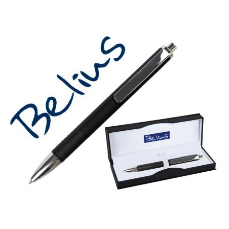 Boligrafo de gel belius charleroi negro punta 05 mm tinta azul en estuche