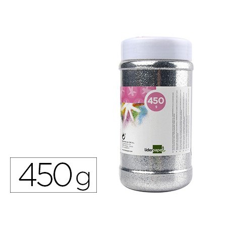 Purpurina liderpapel fantasia color plata metalizado bote de 425 gr