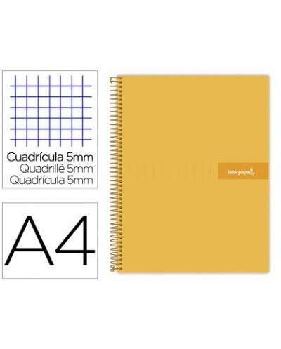 Cuaderno espiral liderpapel a4 micro crafty tapa forrada 120h 90 gr cuadro 5 mm 5 bandas 4 colores color naranja