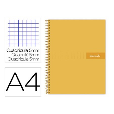 Cuaderno espiral liderpapel a4 micro crafty tapa forrada 120h 90 gr cuadro 5 mm 5 bandas 4 colores color naranja