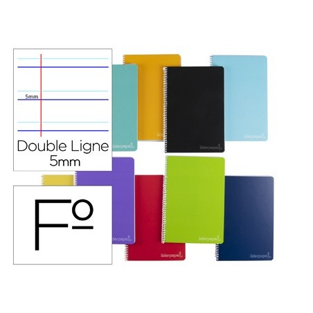 Cuaderno espiral liderpapel folio witty tapa dura 80h 75gr rayado montessori 5mm colores surtidos
