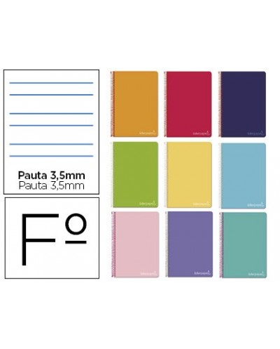 Cuaderno espiral liderpapel folio witty tapa dura 80h 75gr pauta 35mm con margen colores surtidos