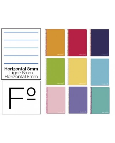 Cuaderno espiral liderpapel folio witty tapa dura 80h 75gr rayado horizontal 8mm con margen colores surtidos