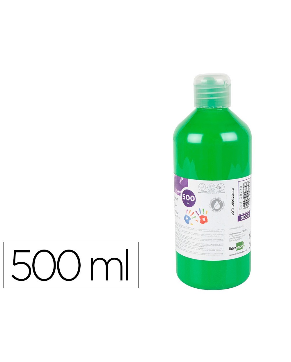 Pintura dedos liderpapel botella de 500 ml verde