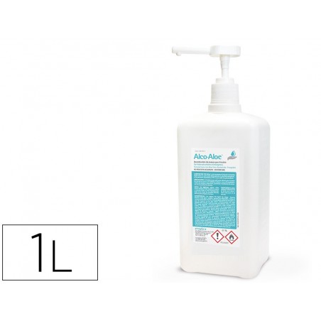 Gel hidroalcoholico alco aloe para manos limpia y desinfecta bote dosificador de 1000 ml
