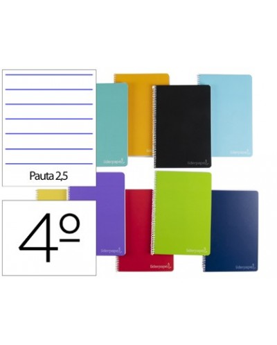 Cuaderno espiral liderpapel cuarto witty tapa dura 80h 75gr pauta estrecha 25mm conmargen colores surtidos