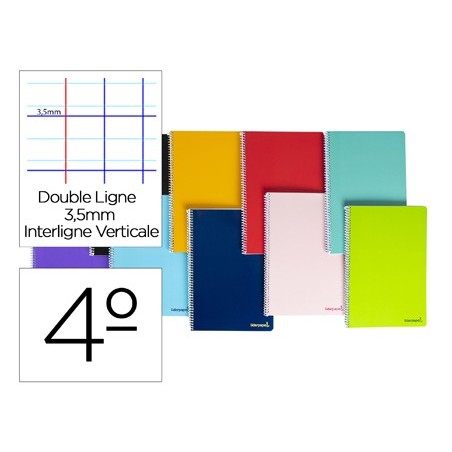 Cuaderno espiral liderpapel cuarto smart tapa blanda 80h 60gr rayado montessori 35mm colores surtidos