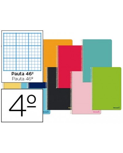 Cuaderno espiral liderpapel cuarto smart tapa blanda 80h 60gr rayado nº46 colores surtidos