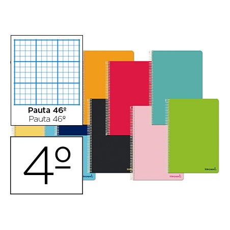 Cuaderno espiral liderpapel cuarto smart tapa blanda 80h 60gr rayado nº46 colores surtidos