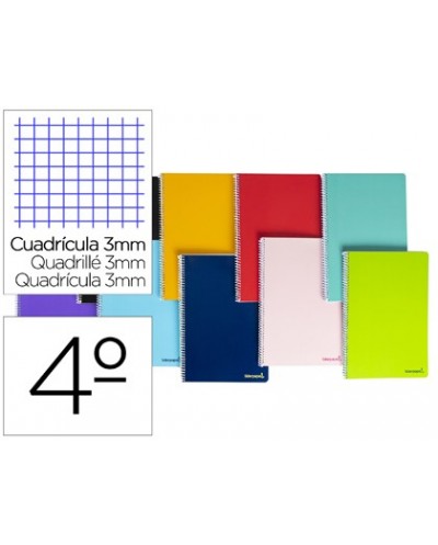 Cuaderno espiral liderpapel cuarto smart tapa blanda 80h 60gr 3mm con margen colores surtidos