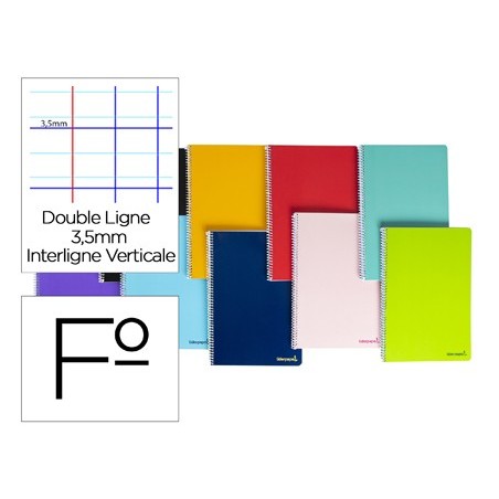 Cuaderno espiral liderpapel folio smart tapa blanda 80h 60gr rayado montessori 35mm con margen colores surtidos