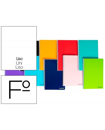 Cuaderno espiral liderpapel folio smart tapa blanda 80h 60gr liso sin margen colores surtidos