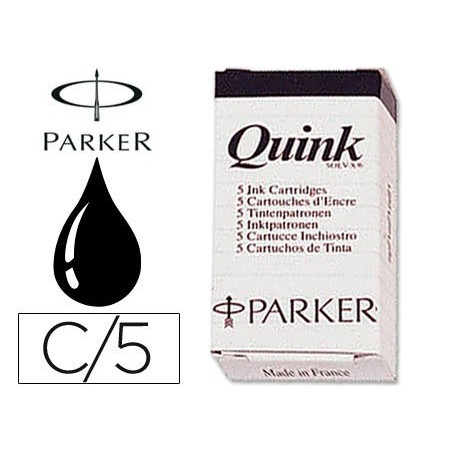 Tinta estilografica parker negra caja de 5 cartuchos