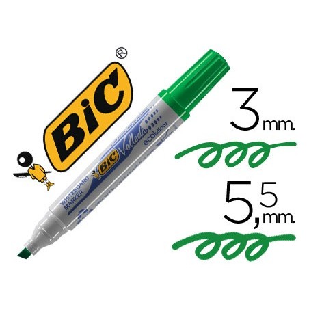 Rotulador bic velleda para pizarra verde punta biselada 59 mm