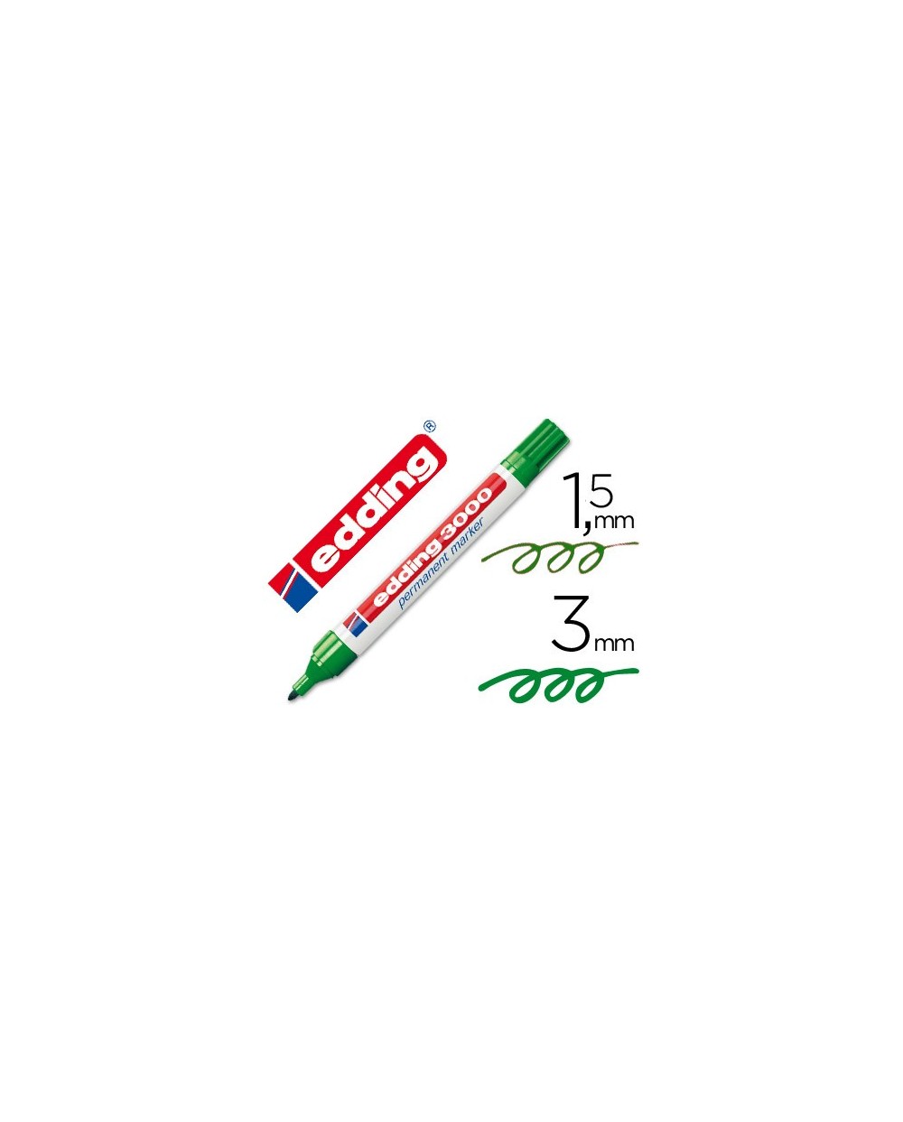 Rotulador edding marcador permanente 3000 verde punta redonda 15 3 mm