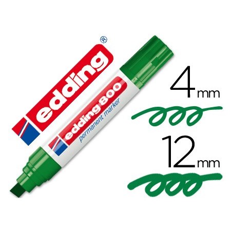 Rotulador edding marcador permanente 800 verde punta biselada 12 mm