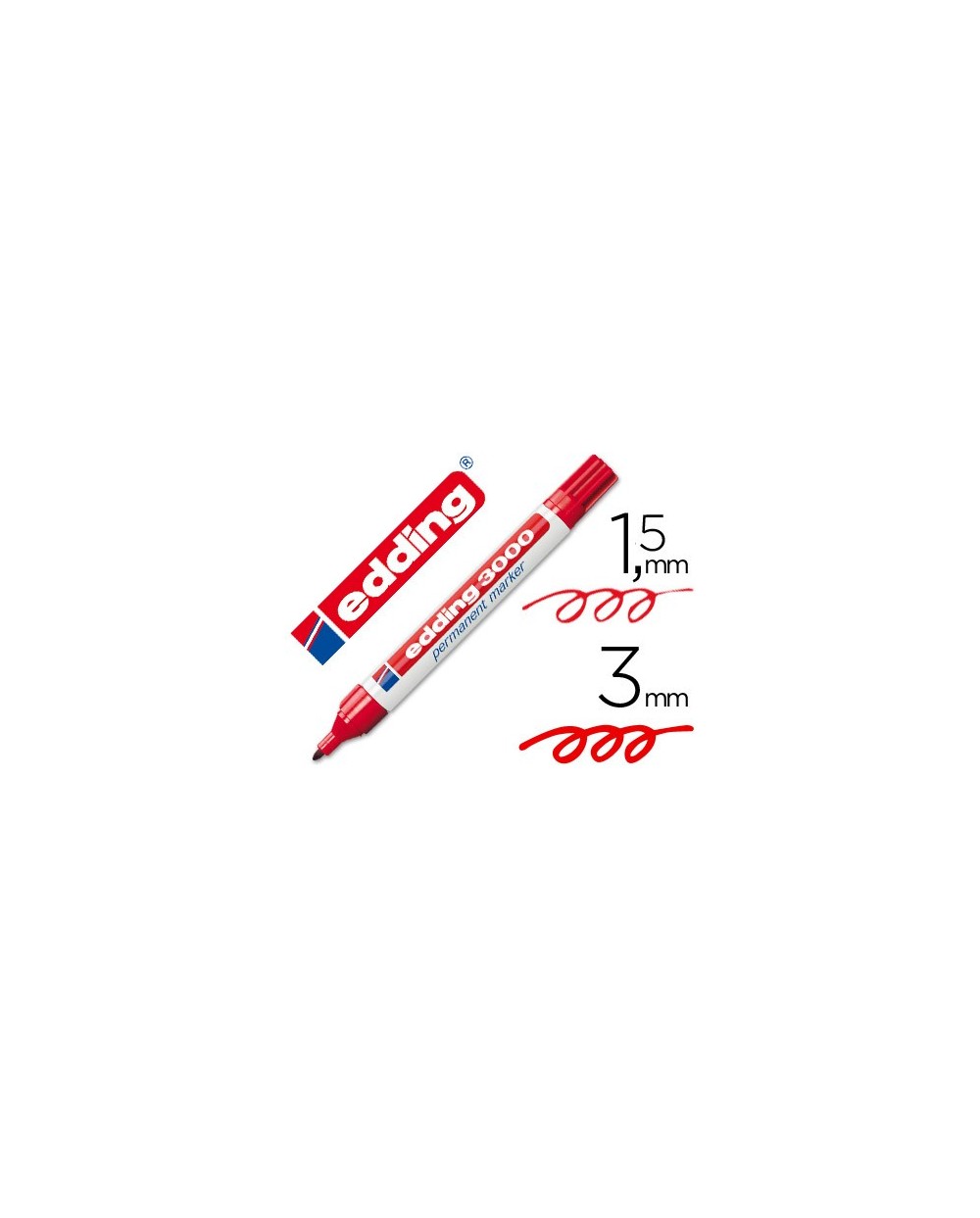 Rotulador edding marcador permanente 3000 rojo punta redonda 15 3 mm