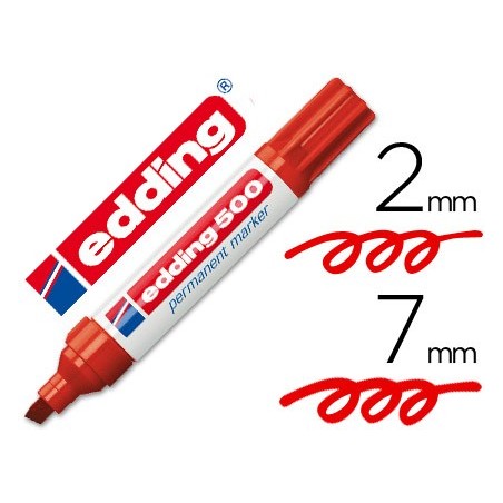 Rotulador edding marcador permanente 500 rojo punta biselada 7 mm