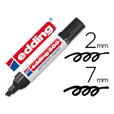 Rotulador edding marcador permanente 500 negro punta biselada 7 mm