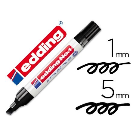 Rotulador edding marcador permanente 1 negro punta biselada 5 mm